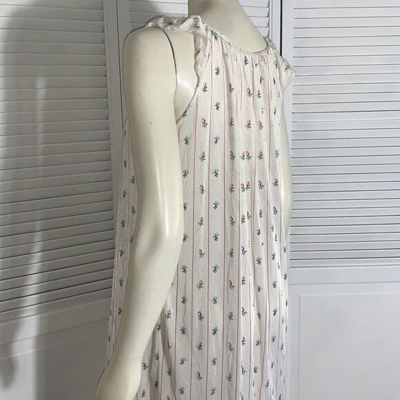 Vintage Sears Slip Dress Nylon Shiny Nightgown Lingerie Floral Stripe Size Small - Picture 10 of 15